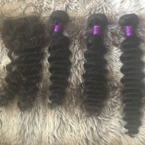 14" closure 16-18-20 deepwave hair